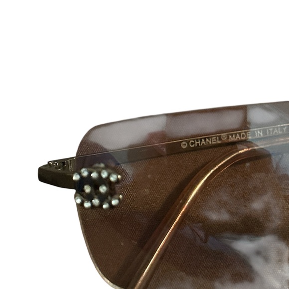 Chanel Brown Rimless Sunglasses & case - Picture 4 of 9